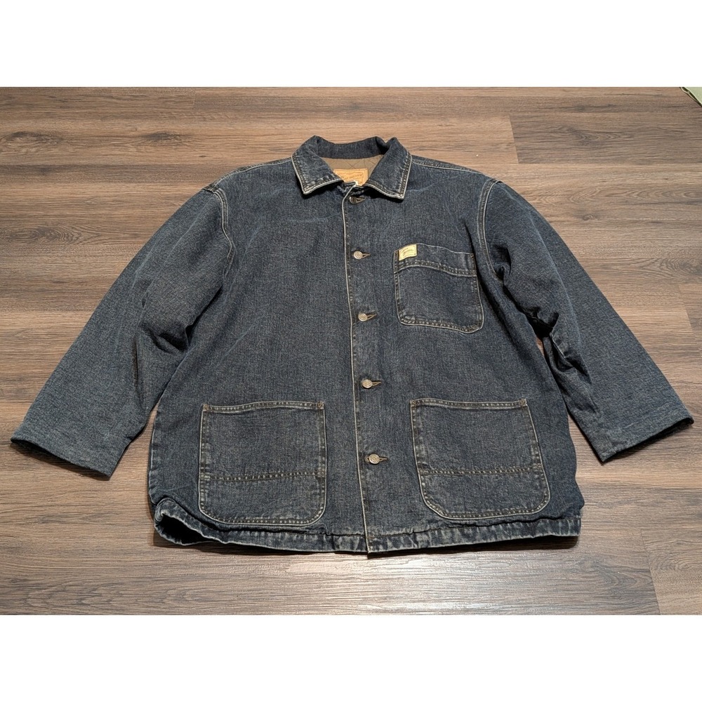 Gap Denim Mens Chore Coat Barn Jacket Plaid Wool Lined Vintage Faded - Picture 6 of 6